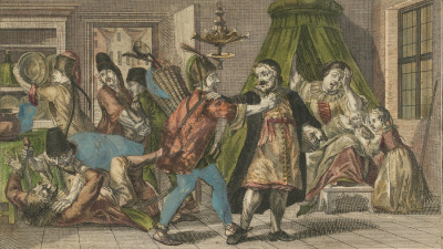 papír, malovaná rytina